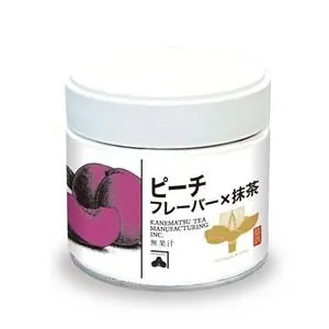 White peach matcha tin